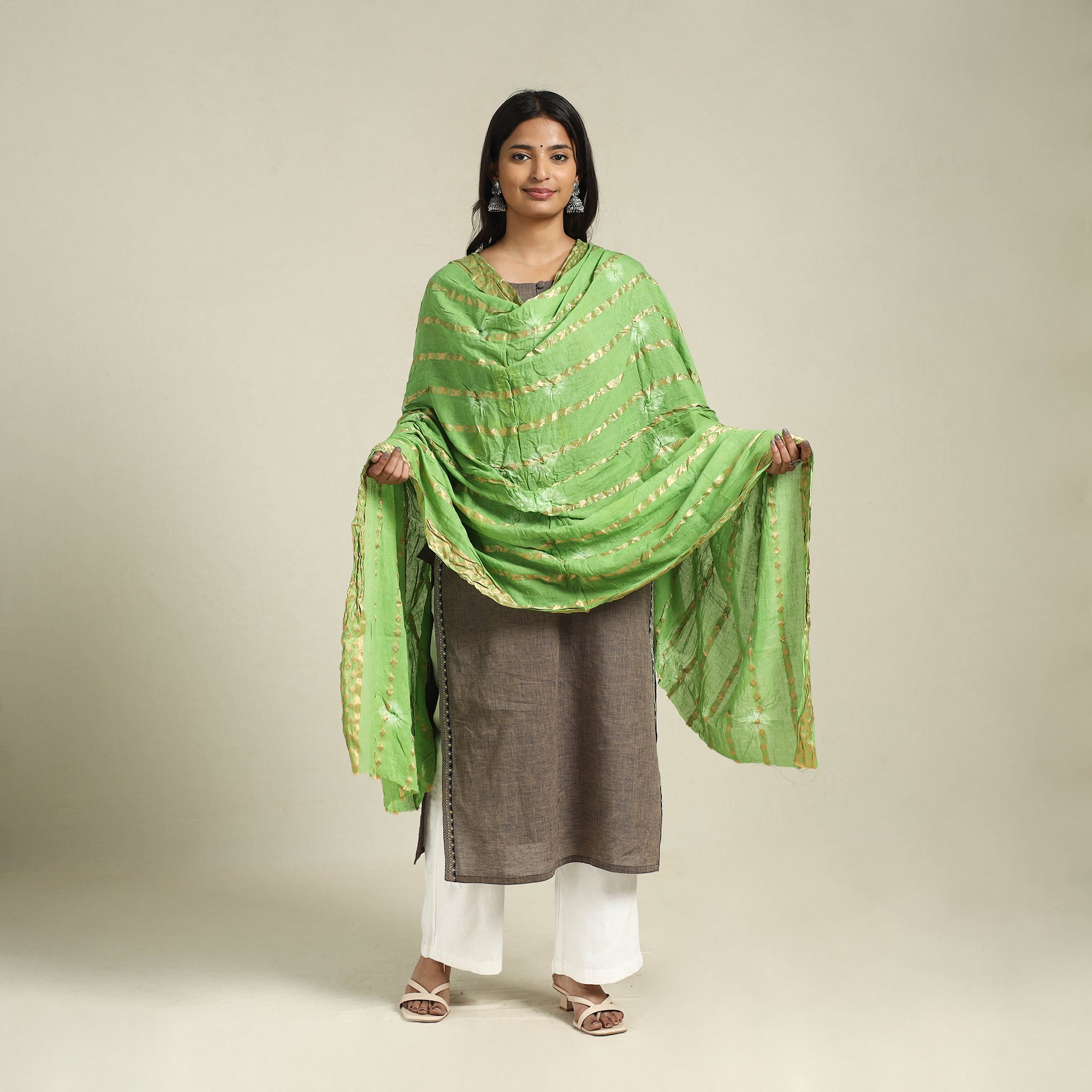 Purple - Kutch Tie-Dye Pure Mul Cotton Shibori Bandhani Dupatta 26
