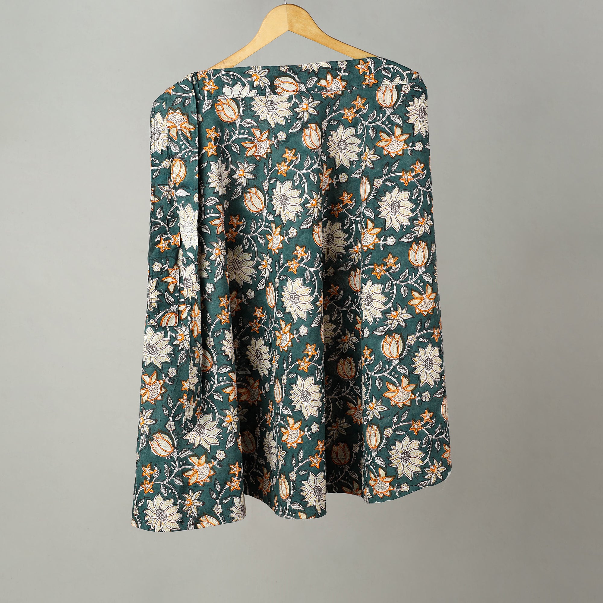 Brown - Kalamkari Block Printed Cotton Wrap Around Skirt