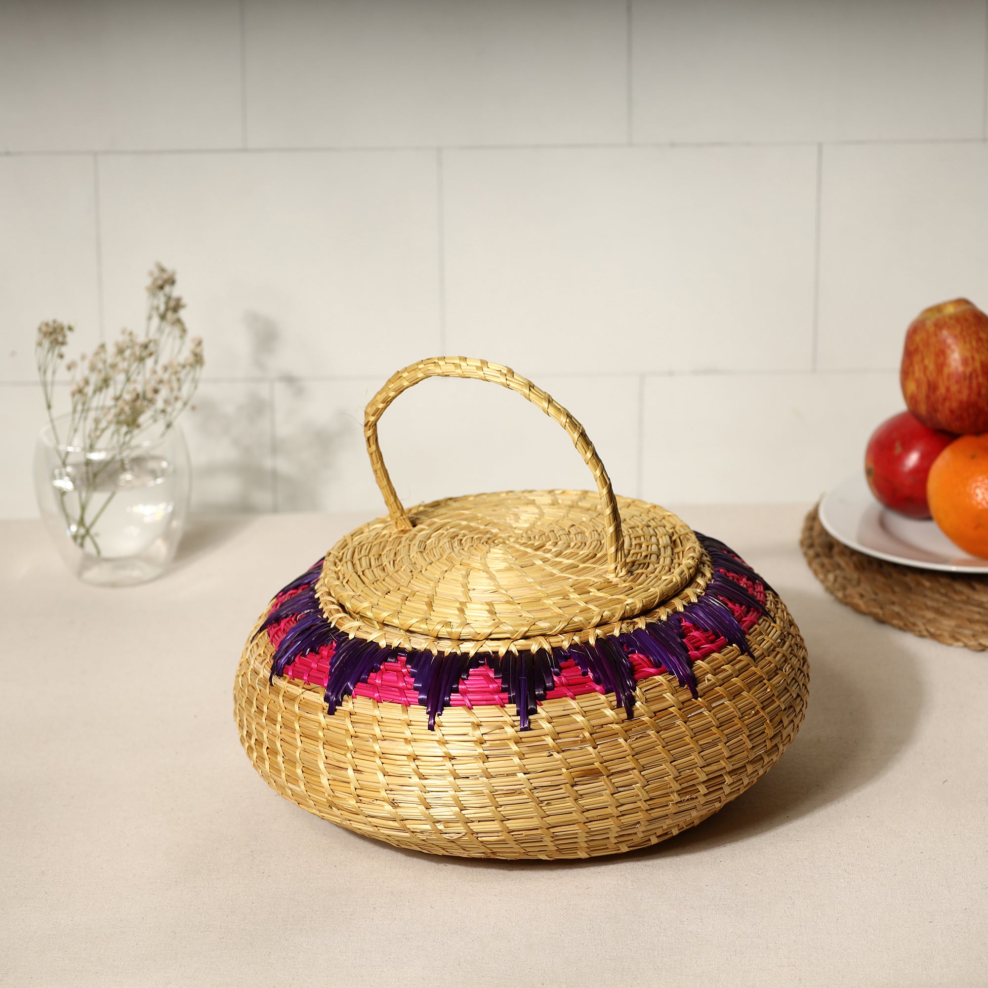 Pink - Handmade Sikki Grass Fish Decorative Multipurpose Box