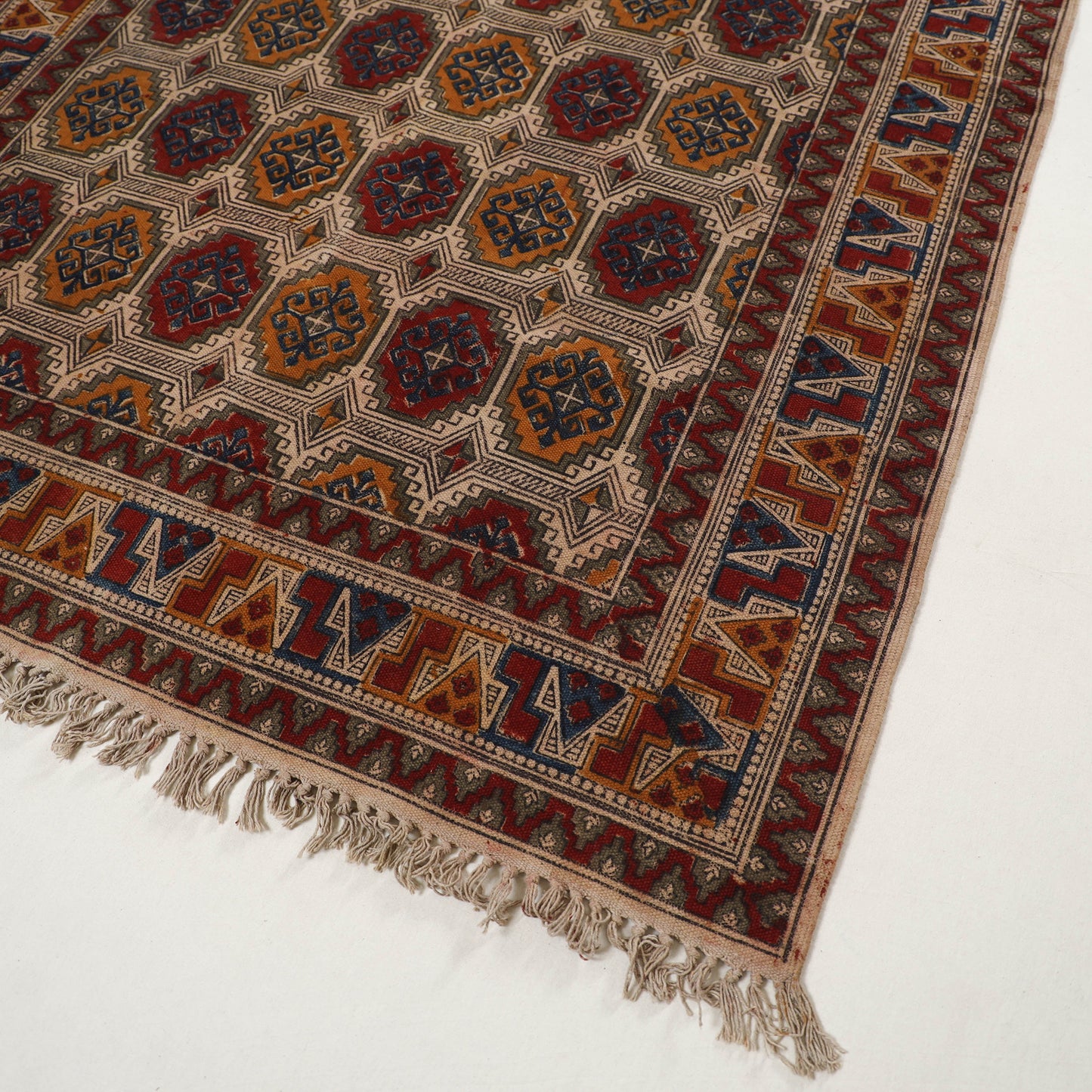 Multicolor - Warangal Handwoven Kalamkari Block Print Cotton Durrie / Carpet / Rug (4 x 6 Feet) 26