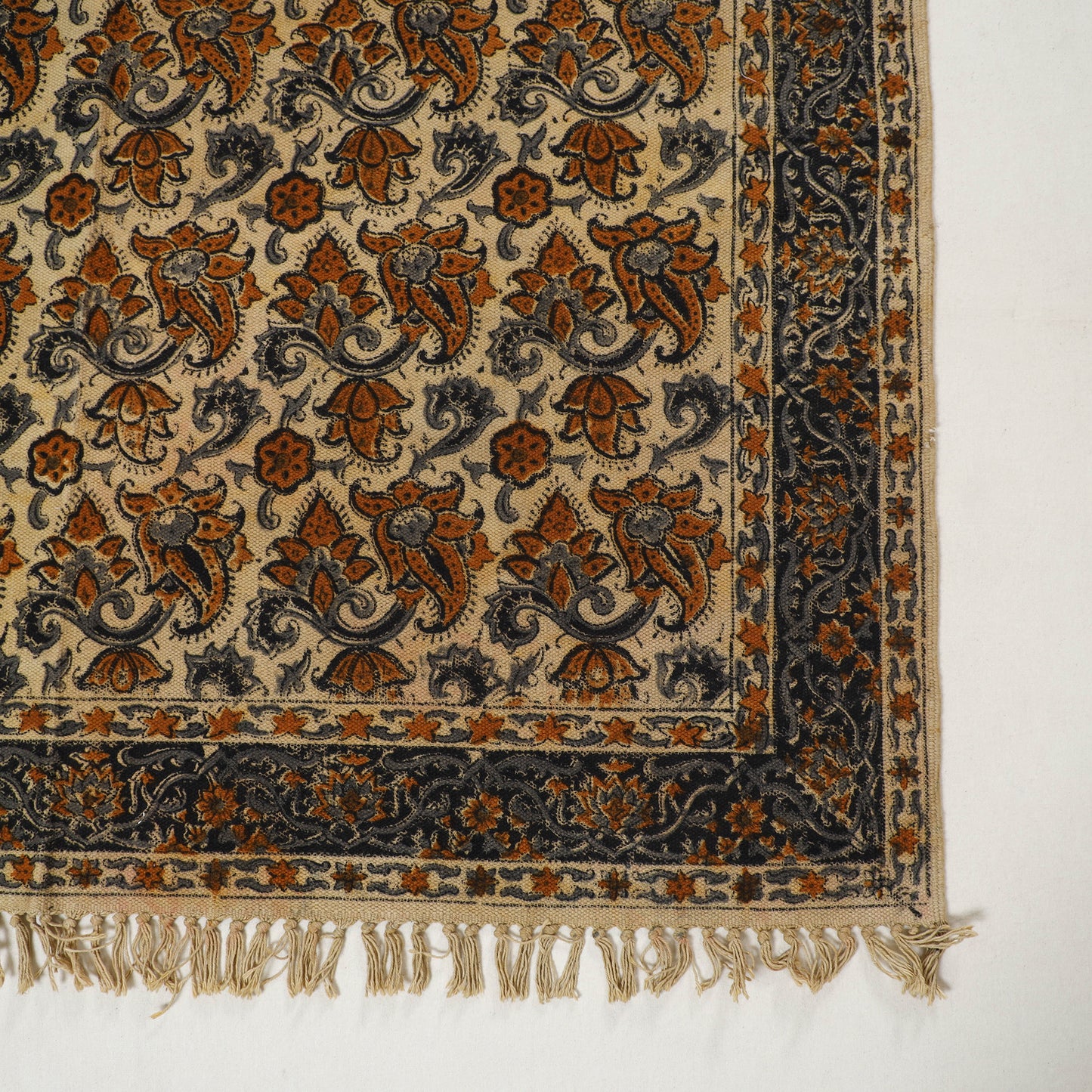 Multicolor - Warangal Handwoven Kalamkari Block Print Cotton Durrie / Carpet / Rug (4 x 6 Feet) 25