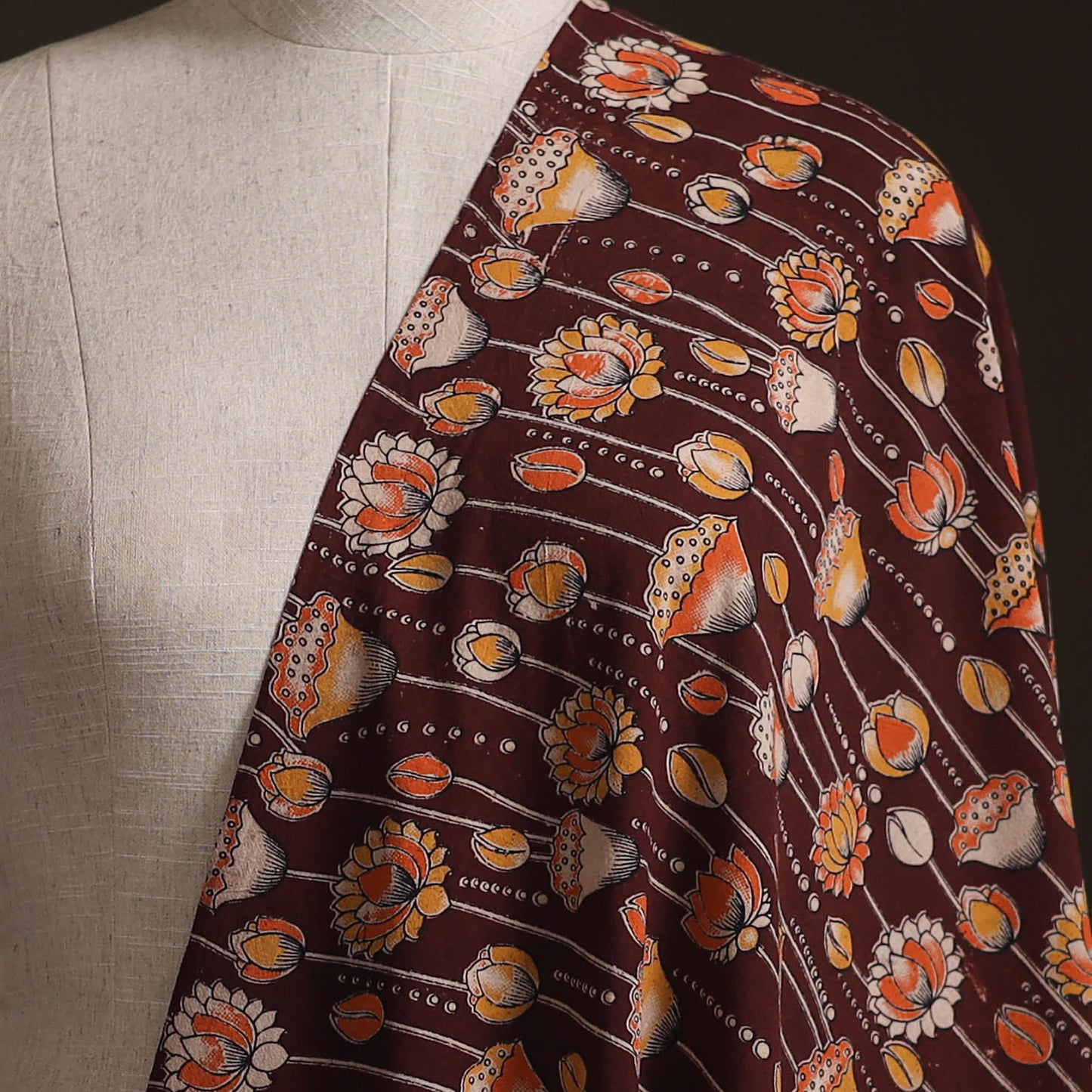 Brown - Kalamkari Printed Cotton Fabric 05