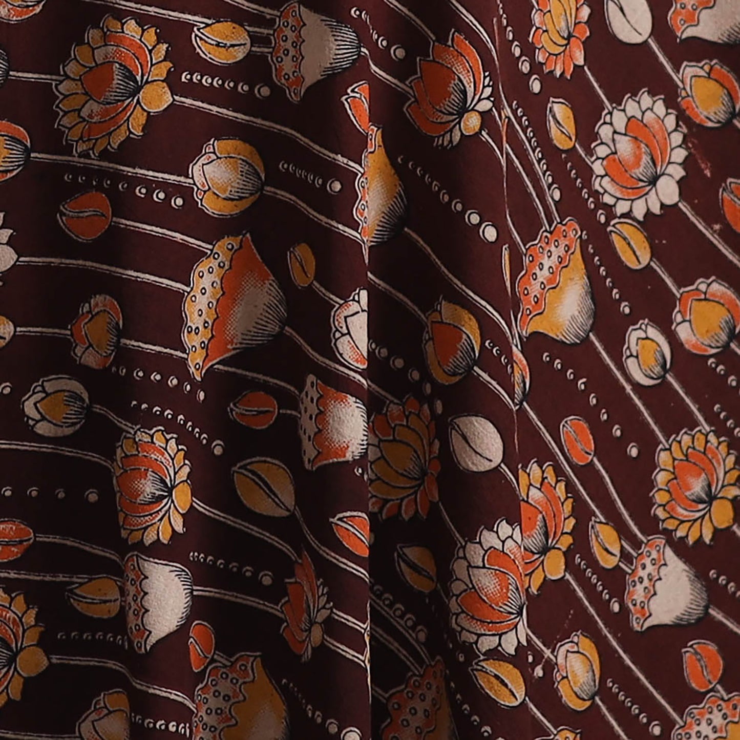 Brown - Kalamkari Printed Cotton Fabric 05