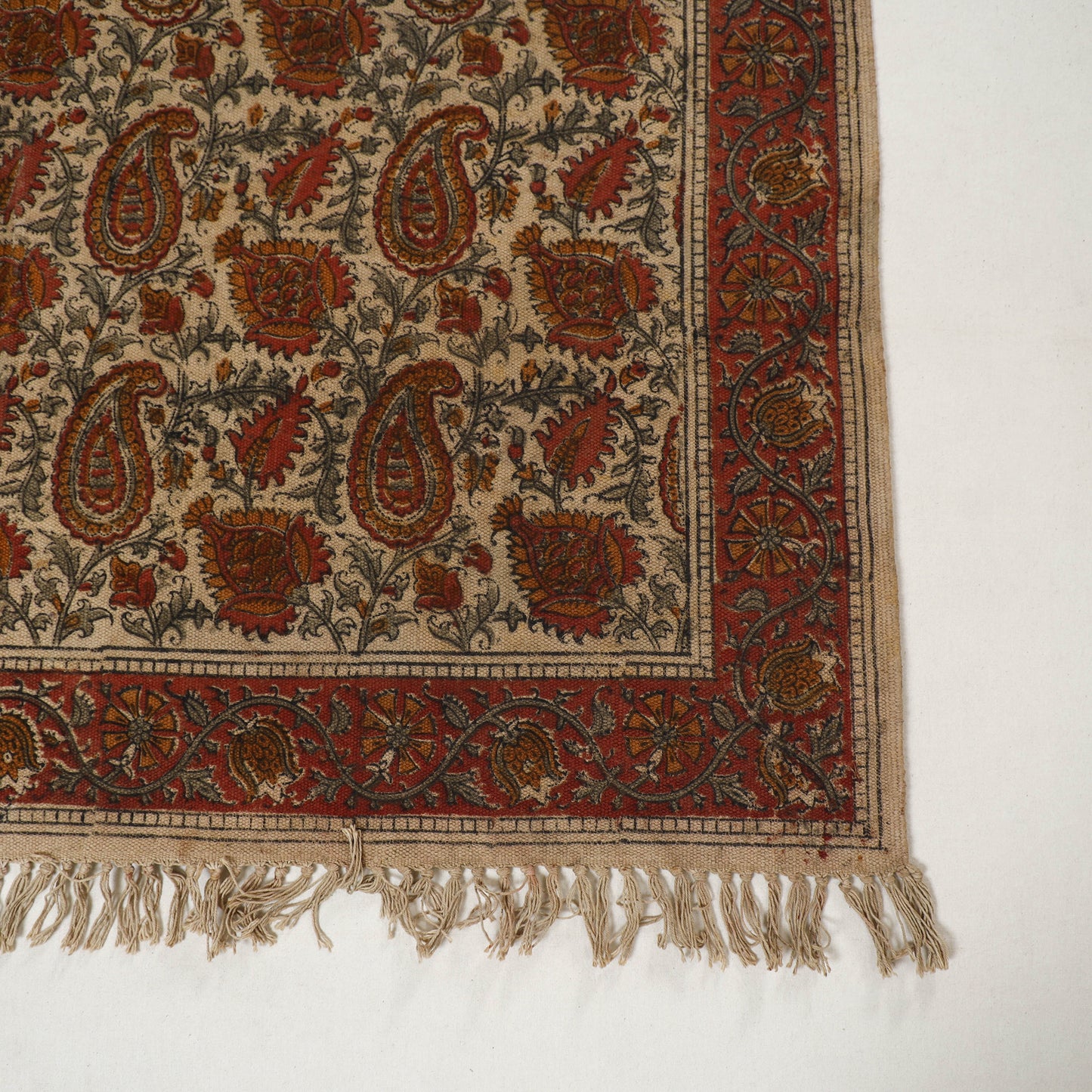 Multicolor - Warangal Handwoven Kalamkari Block Print Cotton Durrie / Carpet / Rug (4 x 6 Feet) 23