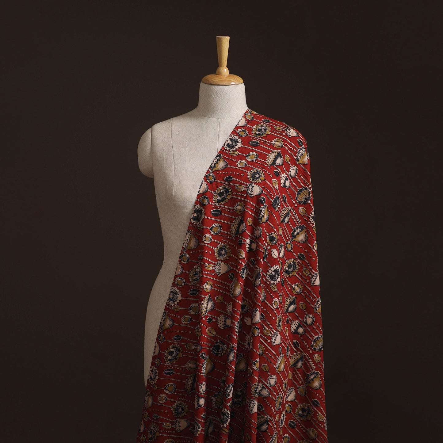 Red - Kalamkari Printed Cotton Fabric 08