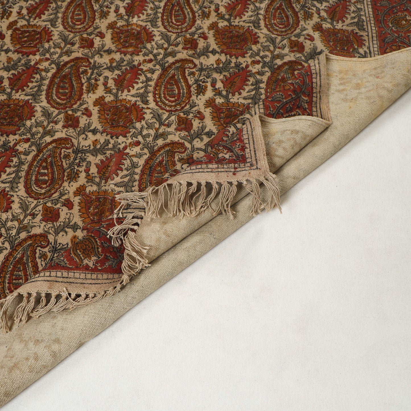 Multicolor - Warangal Handwoven Kalamkari Block Print Cotton Durrie / Carpet / Rug (4 x 6 Feet) 23