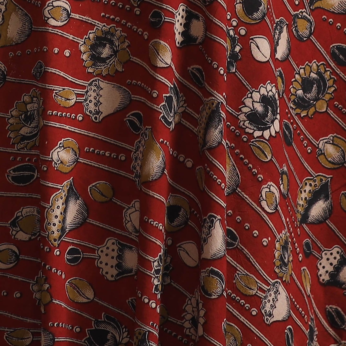 Red - Kalamkari Printed Cotton Fabric 08