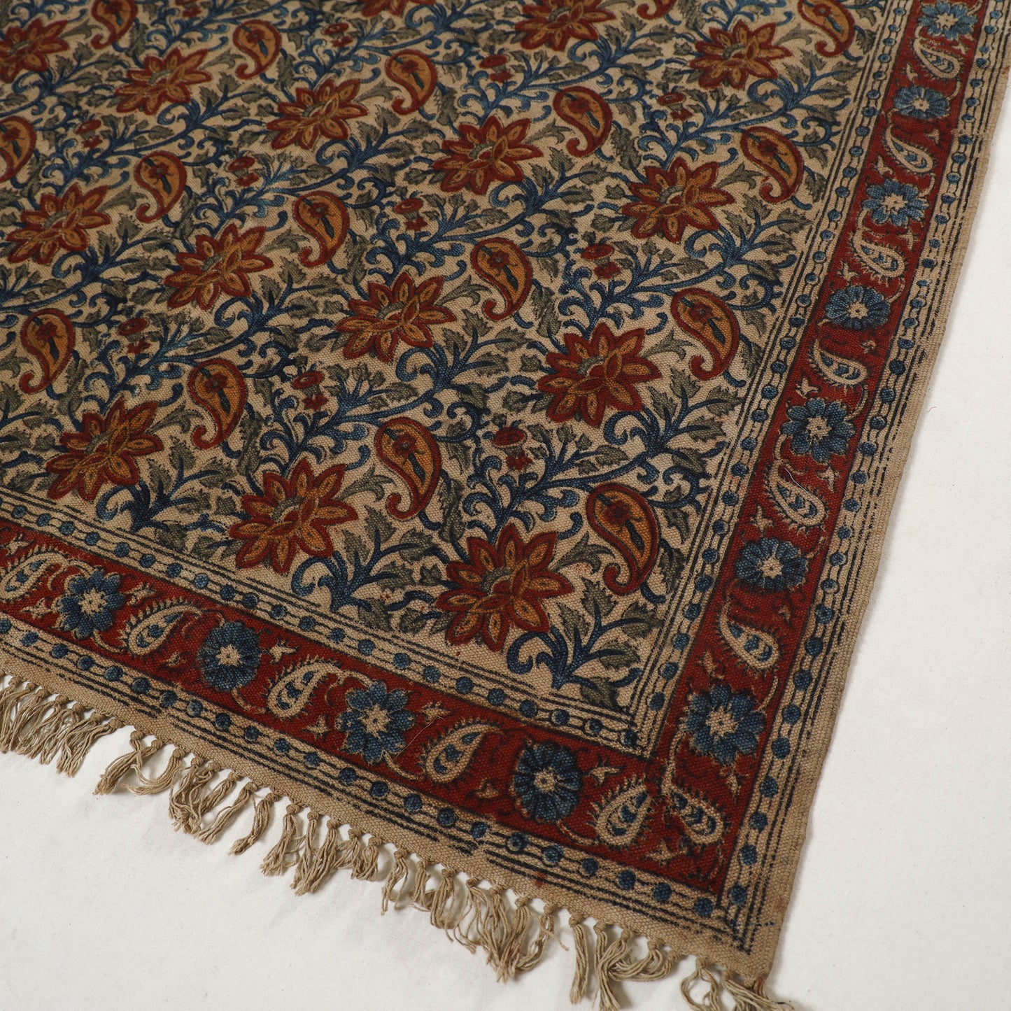 Multicolor - Warangal Handwoven Kalamkari Block Print Cotton Durrie / Carpet / Rug (4 x 6 Feet) 19