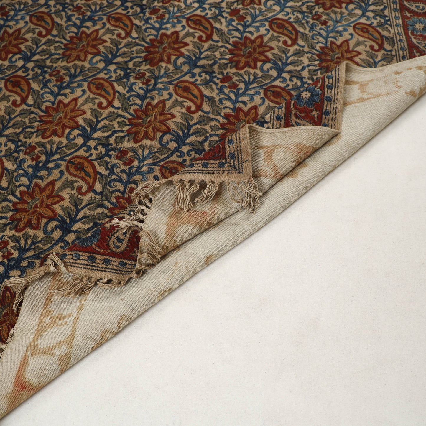 Multicolor - Warangal Handwoven Kalamkari Block Print Cotton Durrie / Carpet / Rug (4 x 6 Feet) 19