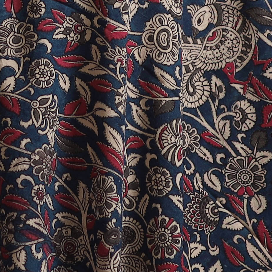 Blue - Kalamkari Printed Cotton Fabric 17