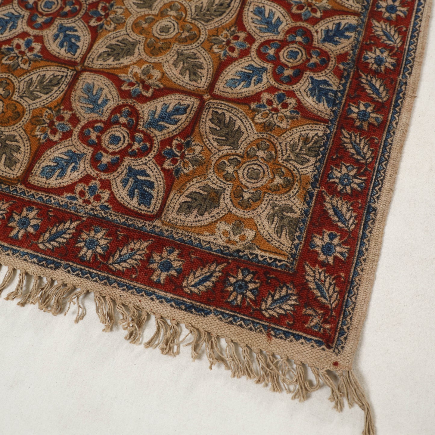 Multicolor - Warangal Handwoven Kalamkari Block Print Cotton Floor Mat (2 x 3 Feet) 11