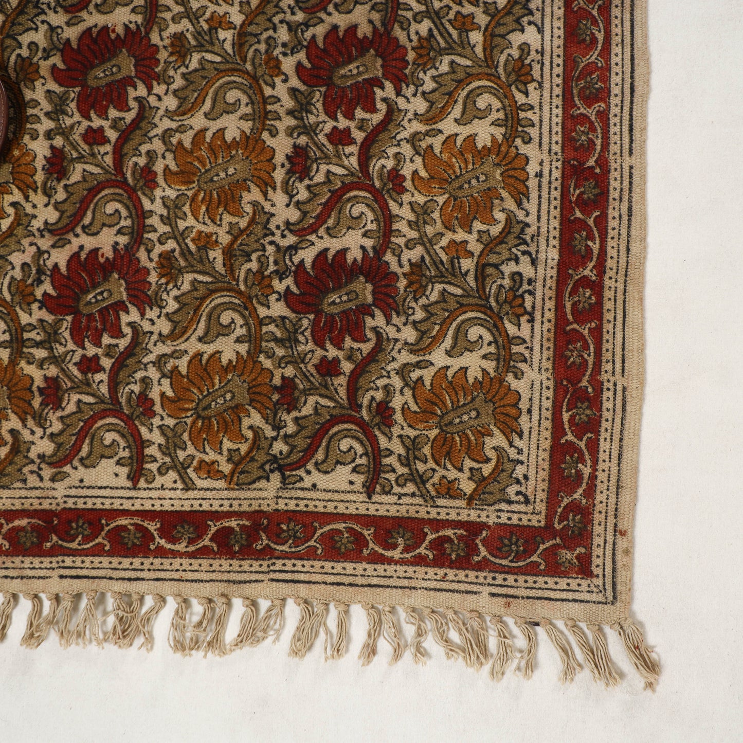 Multicolor - Warangal Handwoven Kalamkari Block Print Cotton Floor Mat (2 x 3 Feet) 04