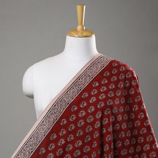 Red - Bagh Block Printed Cotton Fabric 21