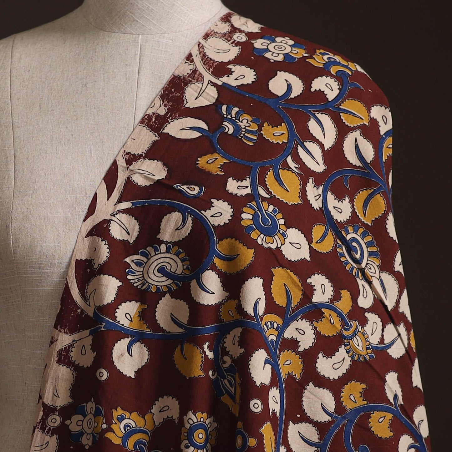 Brown - Kalamkari Printed Cotton Fabric 15
