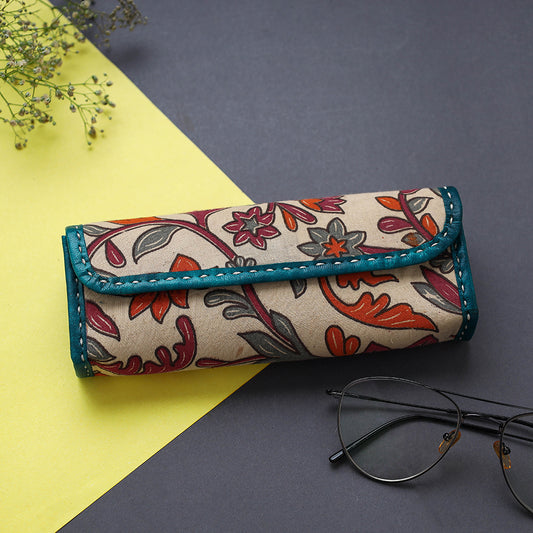 Handcrafted Leather Kalamkari Block Printed Spectacle Case