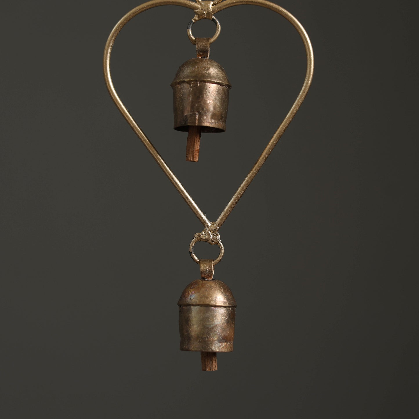 Heart - Kutch Copper Coated 2 Bells Wind Chimes 20