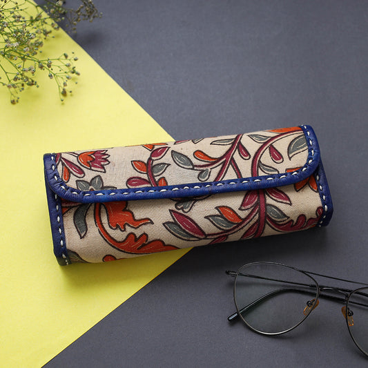 Handcrafted Leather Kalamkari Block Printed Spectacle Case