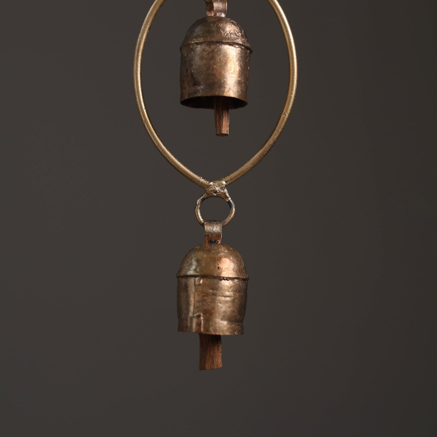Oval - Kutch Copper Coated 2 Bells Wind Chimes 11