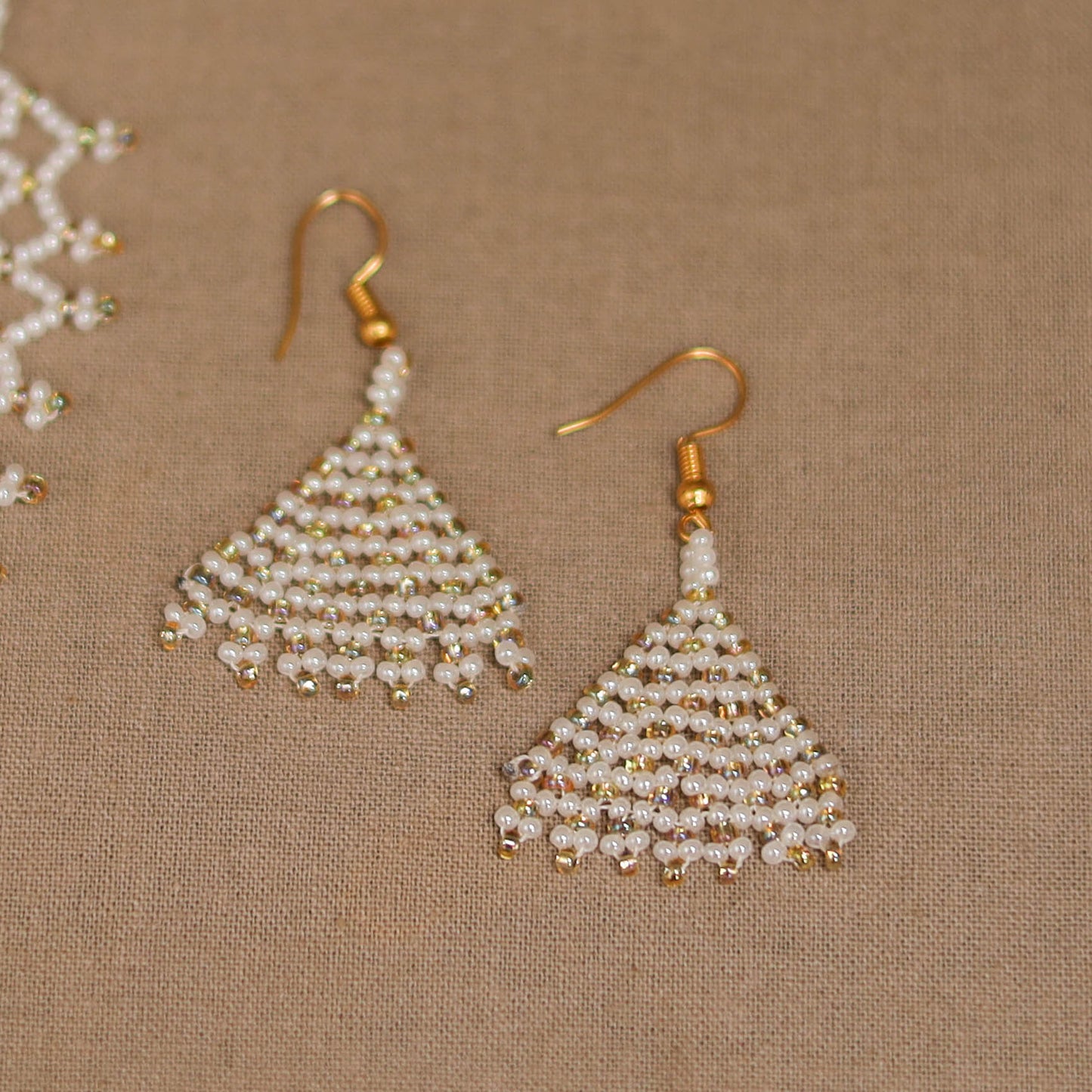 White - Handmade Beadwork Jaali Necklace Set 83