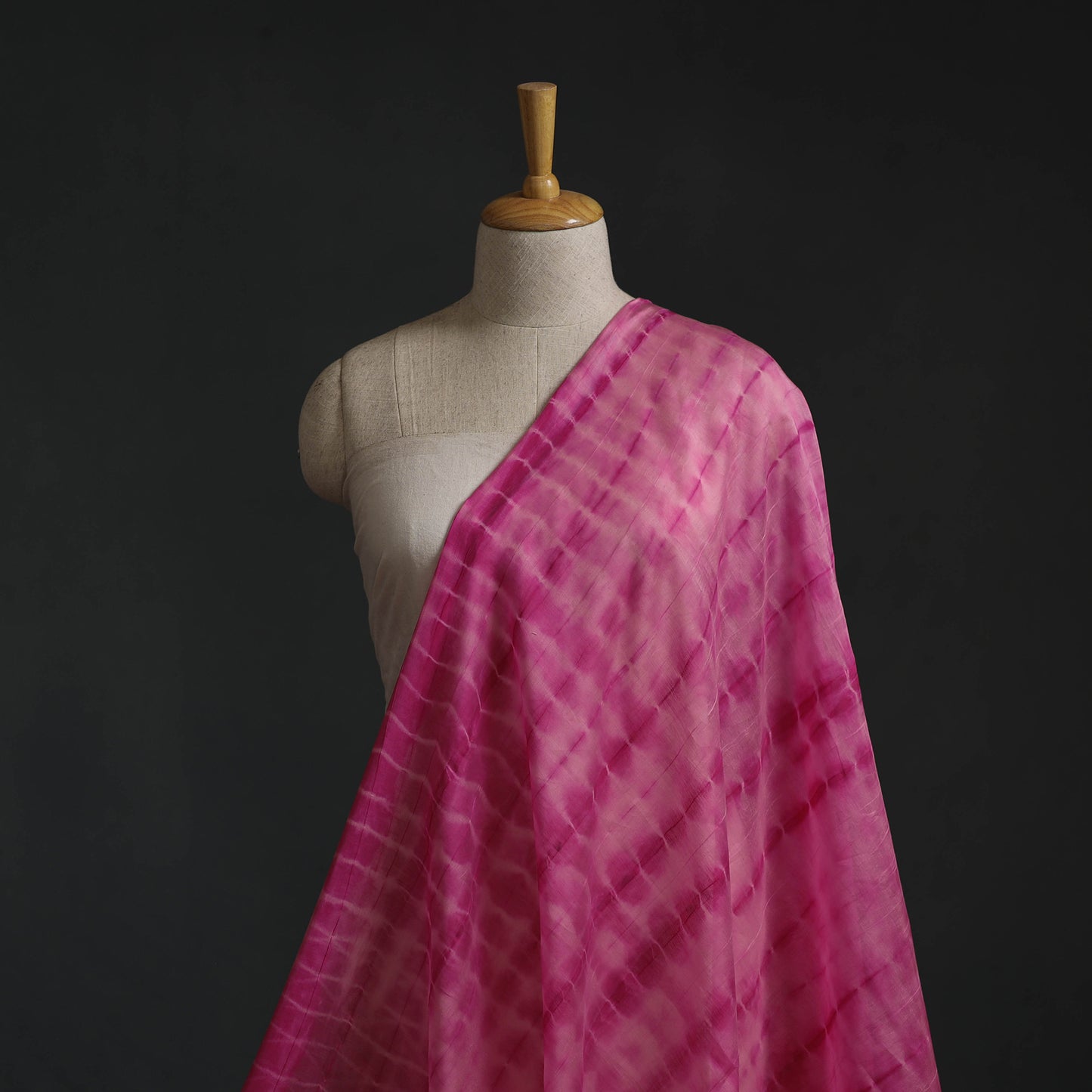 Pink - Shibori Tie-Dye Chanderi Silk Fabric 04