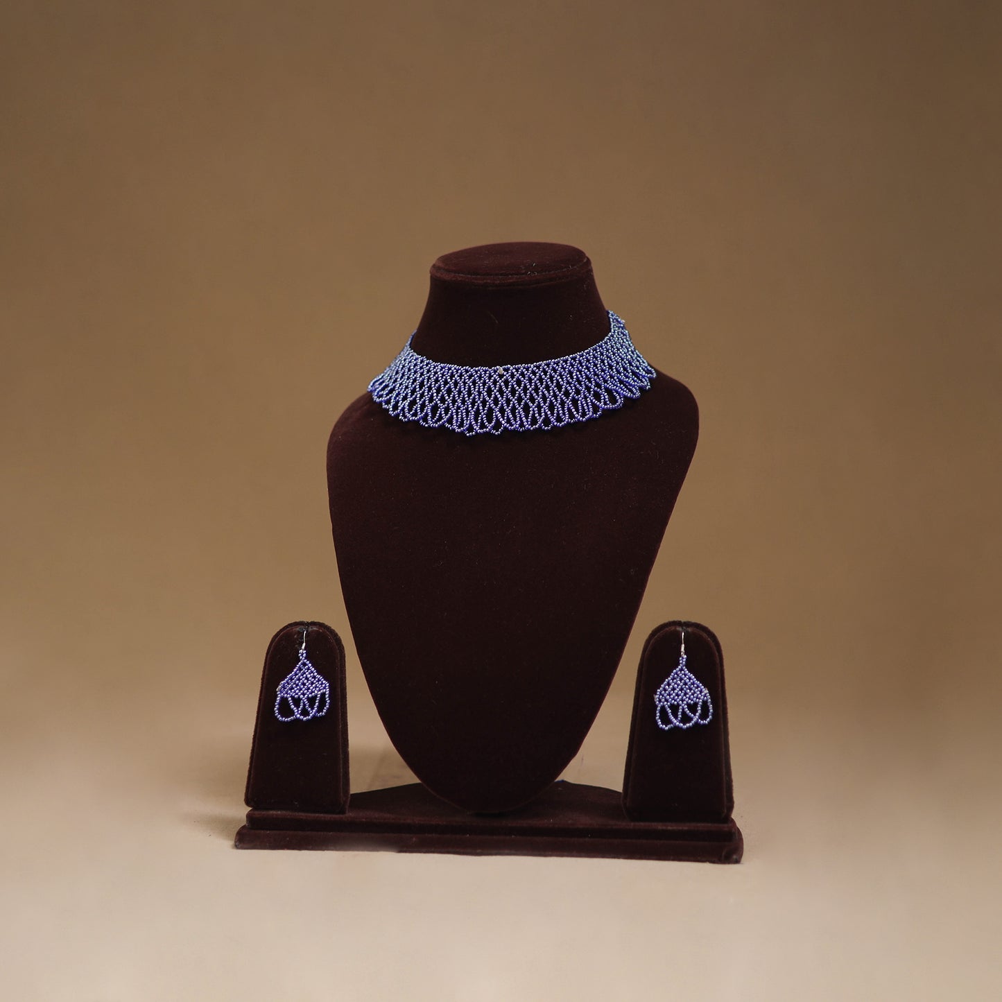 Blue - Handmade Beadwork Jaali Necklace Set 76