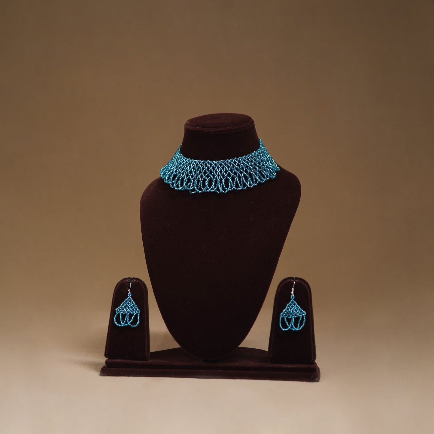 Blue - Handmade Beadwork Jaali Necklace Set 79
