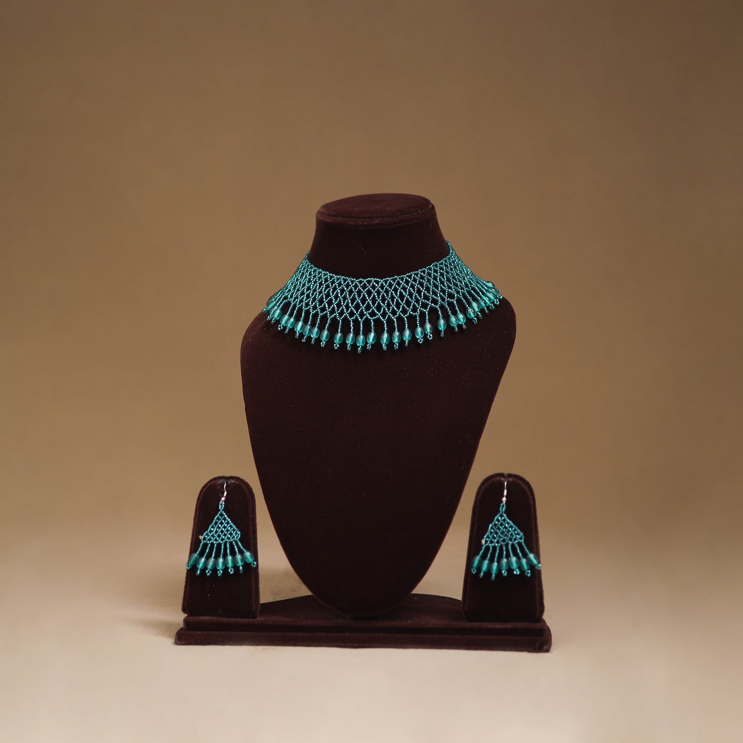 Green - Handmade Beadwork Jaali Necklace Set 86