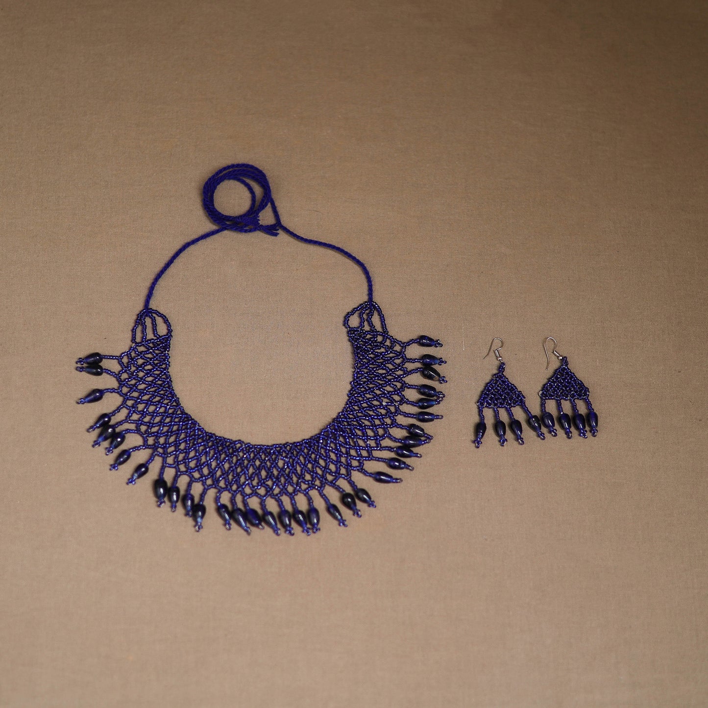 Blue - Handmade Beadwork Jaali Necklace Set 89