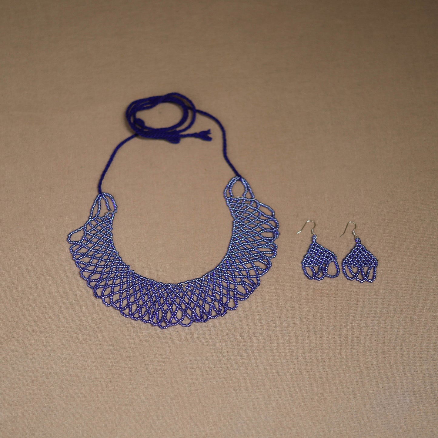 Blue - Handmade Beadwork Jaali Necklace Set 76