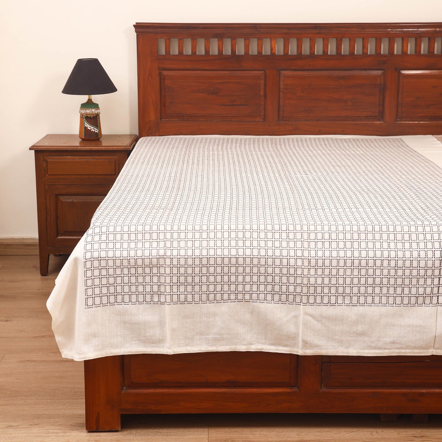 Bijnor Pure Handloom Cotton Single Bed Sheet (90 x 60 in) 79