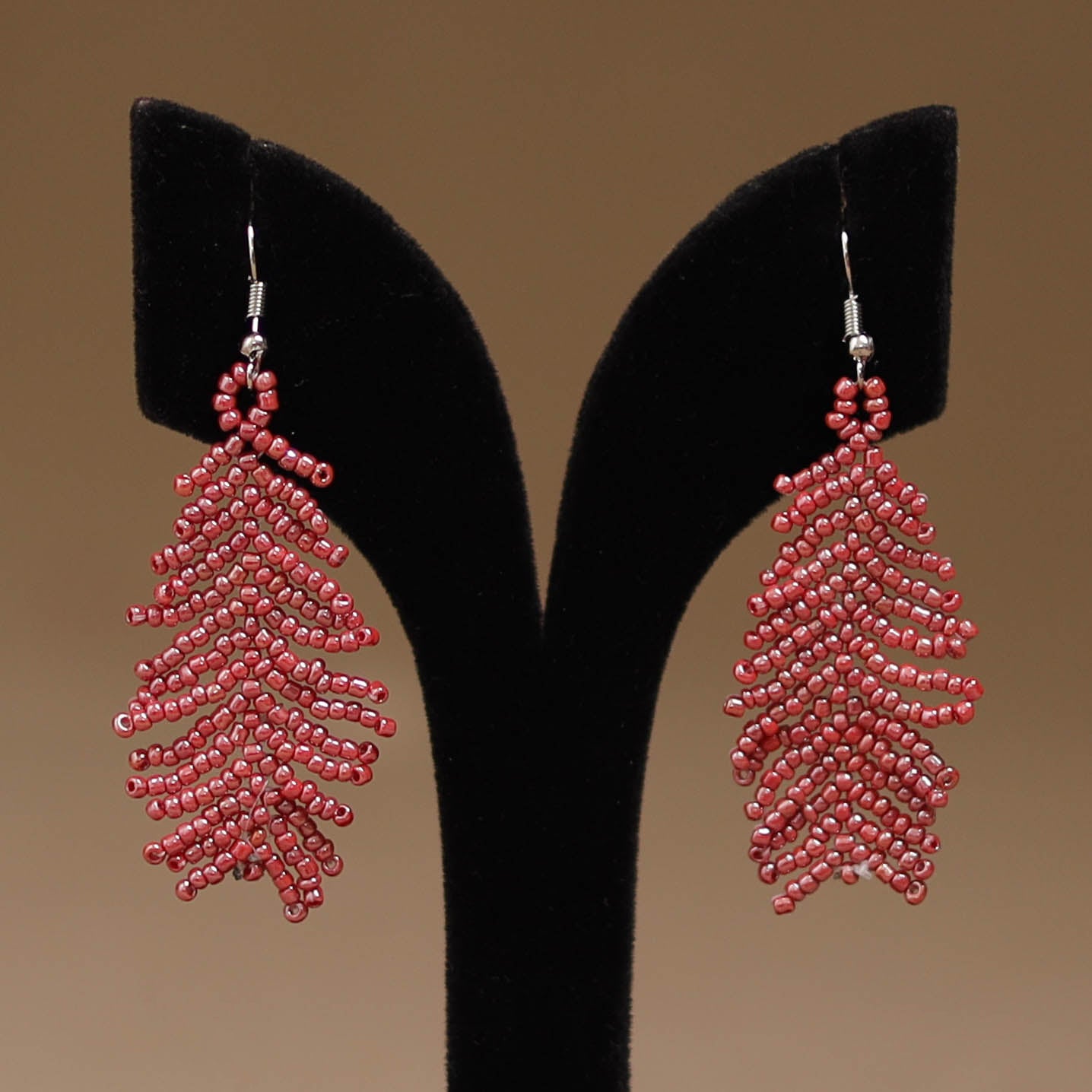 Red - Handmade Beadwork Earrings 14
