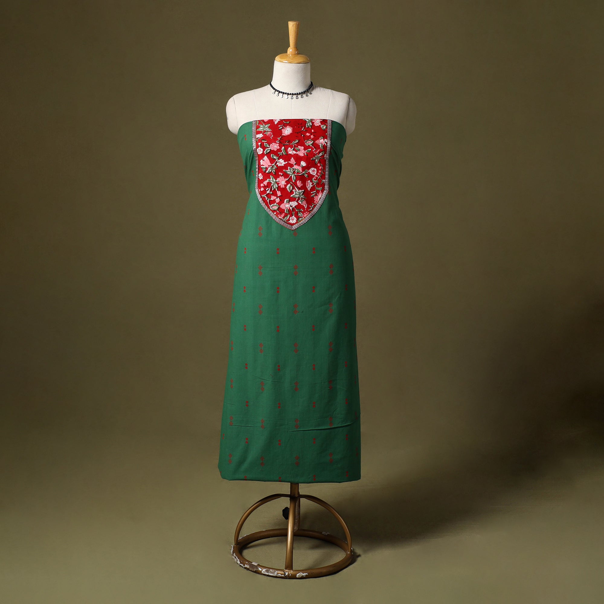 Multicolor - Handcrafted Patchwork Cotton Unstitched Kurta Material (2.6M) 42