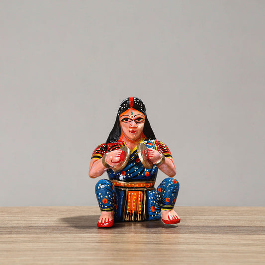 Musician (Female) - Banaras Handpainted Wooden Toy / Home Decor Item 49