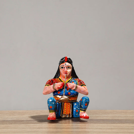 Musician (Female) - Banaras Handpainted Wooden Toy / Home Decor Item 50