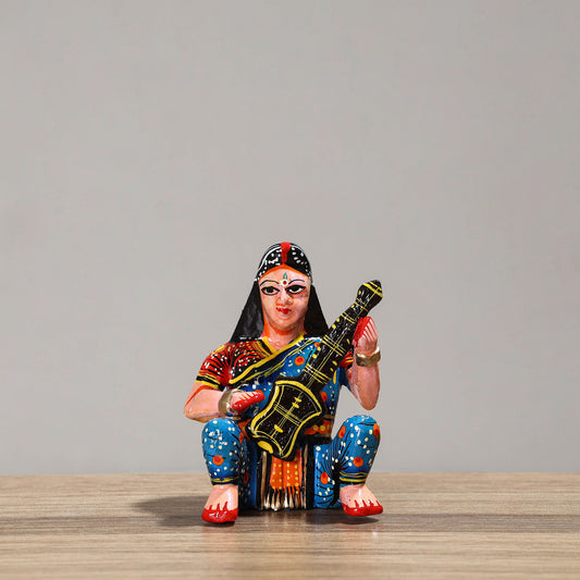Musician (Female) - Banaras Handpainted Wooden Toy / Home Decor Item 51