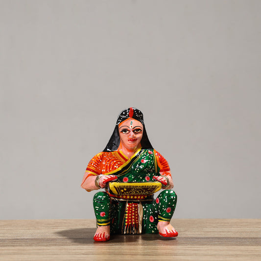 Musician (Female) - Banaras Handpainted Wooden Toy / Home Decor Item 60