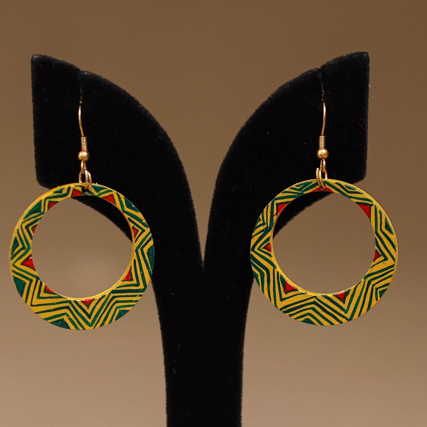 Yellow - Handpainted Manjusha Art Wooden Earrings 14
