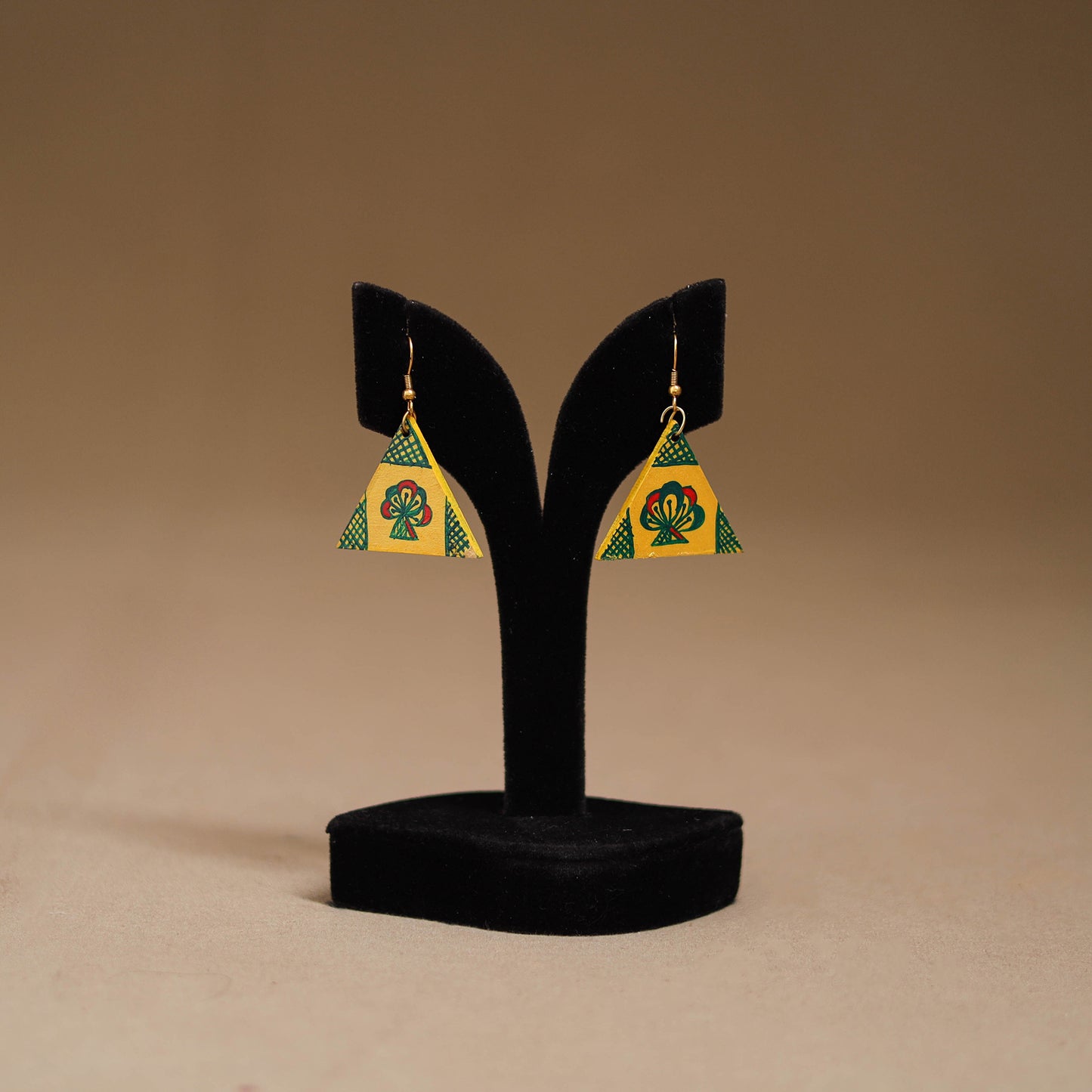 Yellow - Handpainted Manjusha Art Wooden Earrings 19