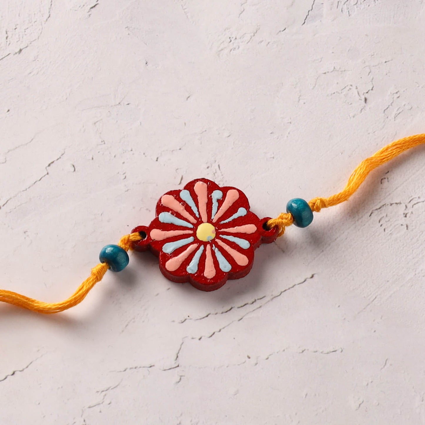Mandala Art Handpainted Wooden Rakhi 03