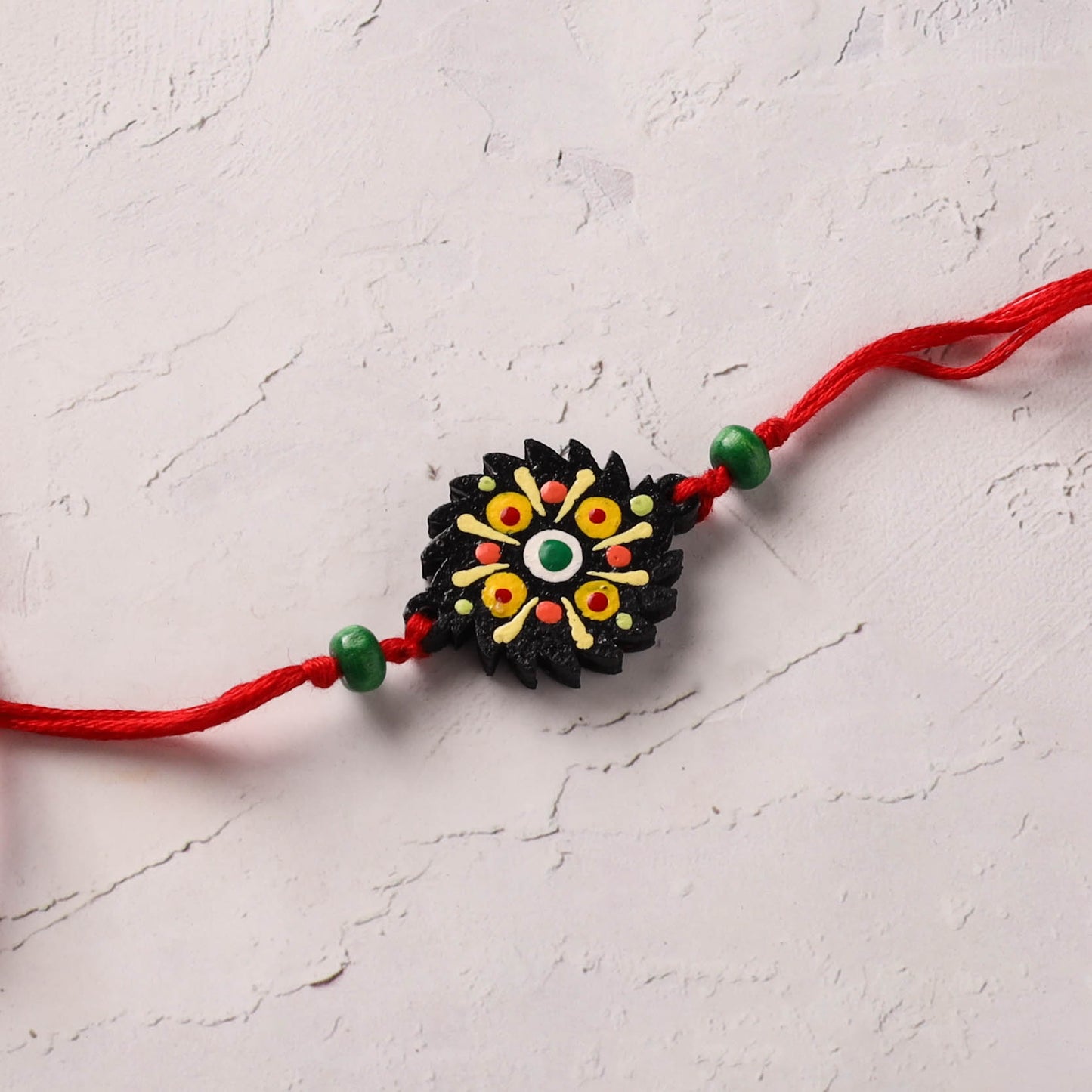 Mandala Art Handpainted Wooden Rakhi 05