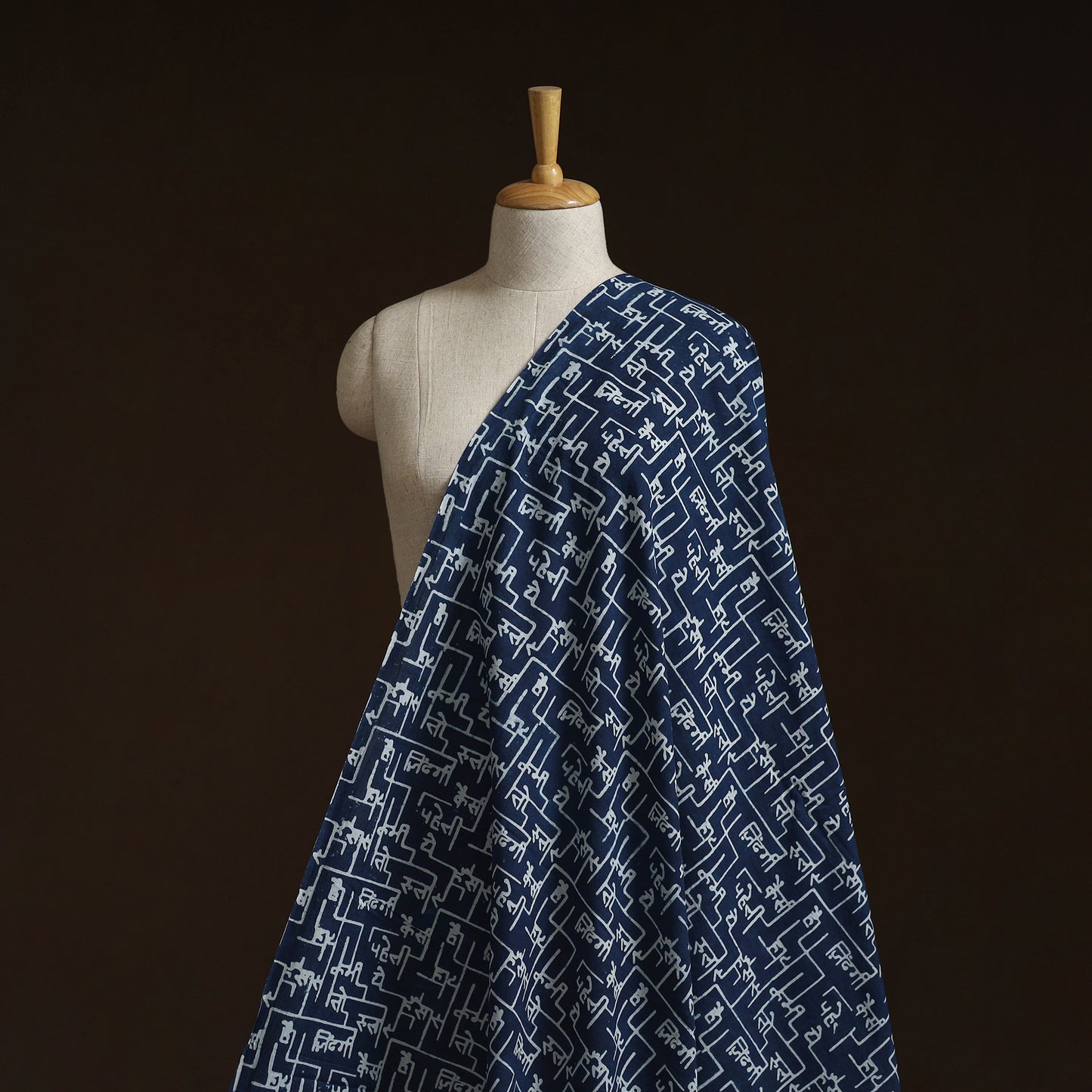 Bindaas Hand Block Art Print Natural Dyed Cotton Fabric - Zindagi Kaisi Hai Paheli