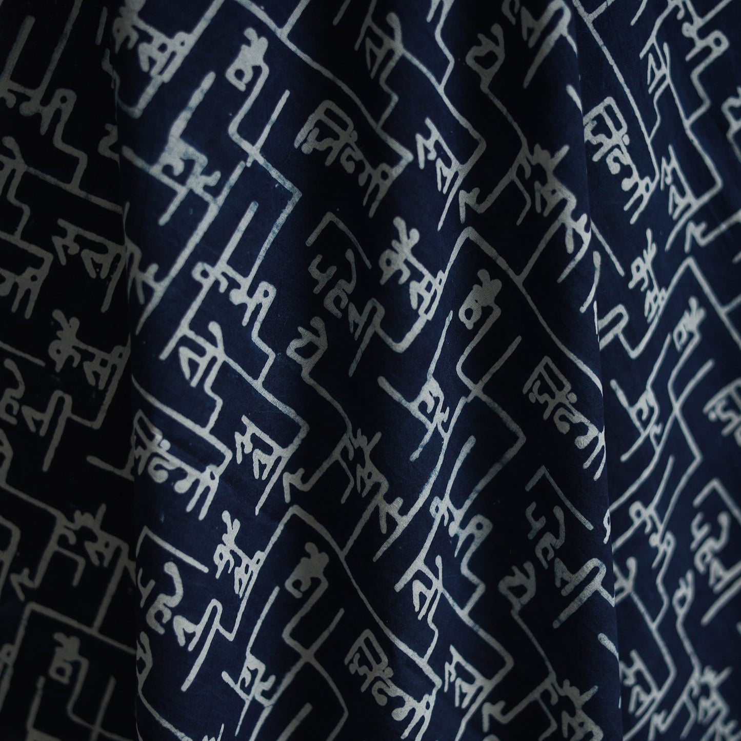 Bindaas Hand Block Art Print Natural Dyed Cotton Fabric - Zindagi Kaisi Hai Paheli