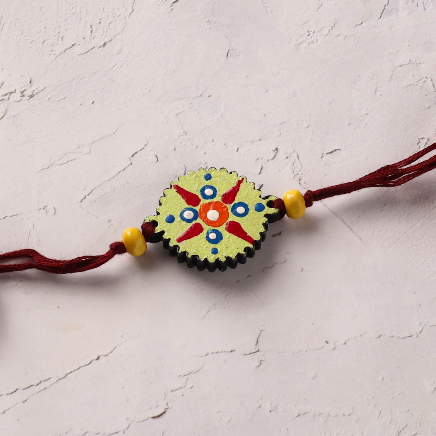 Mandala Art Handpainted Wooden Rakhi 10