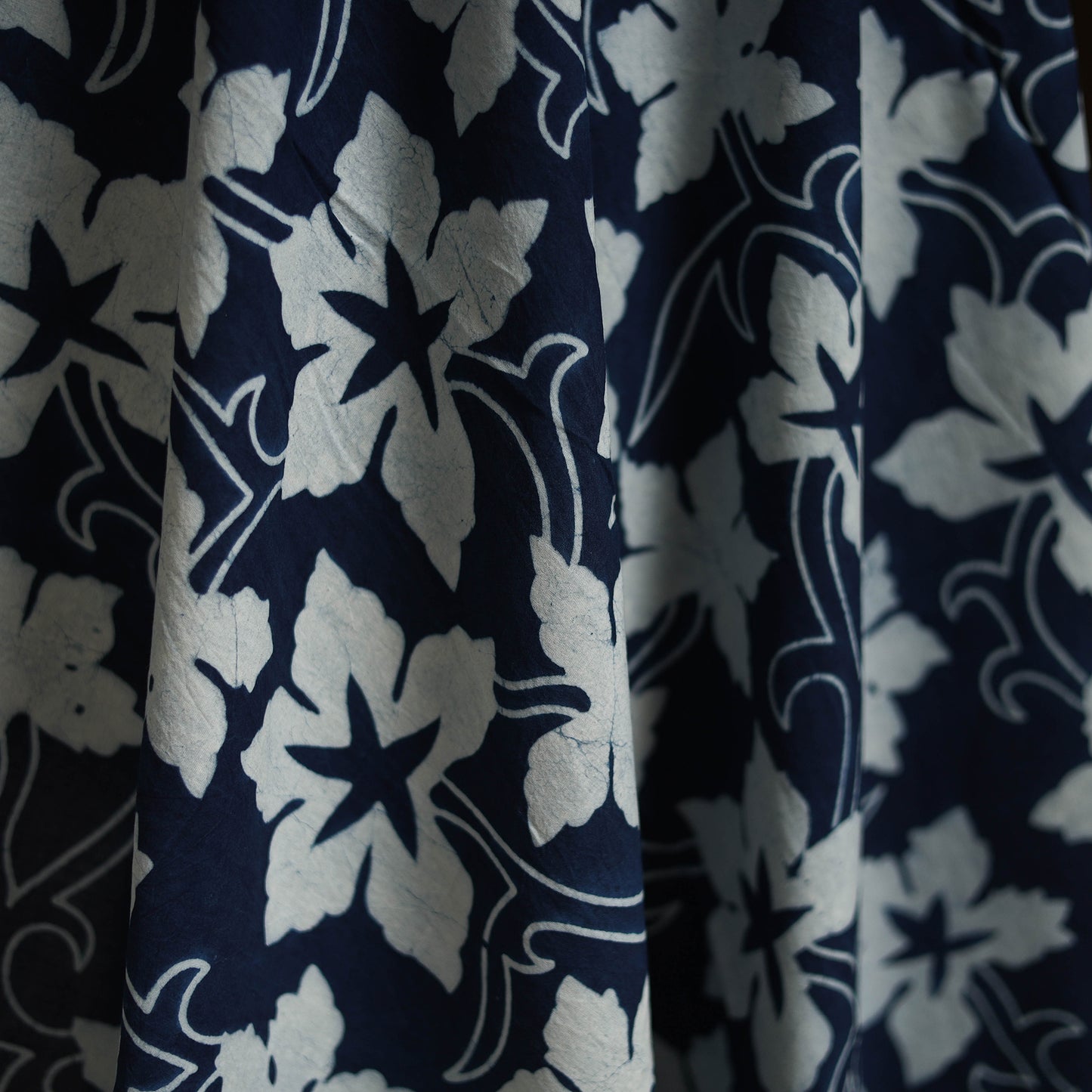 Bindaas Hand Block Art Print Natural Dyed Cotton Fabric - Karela Leaf