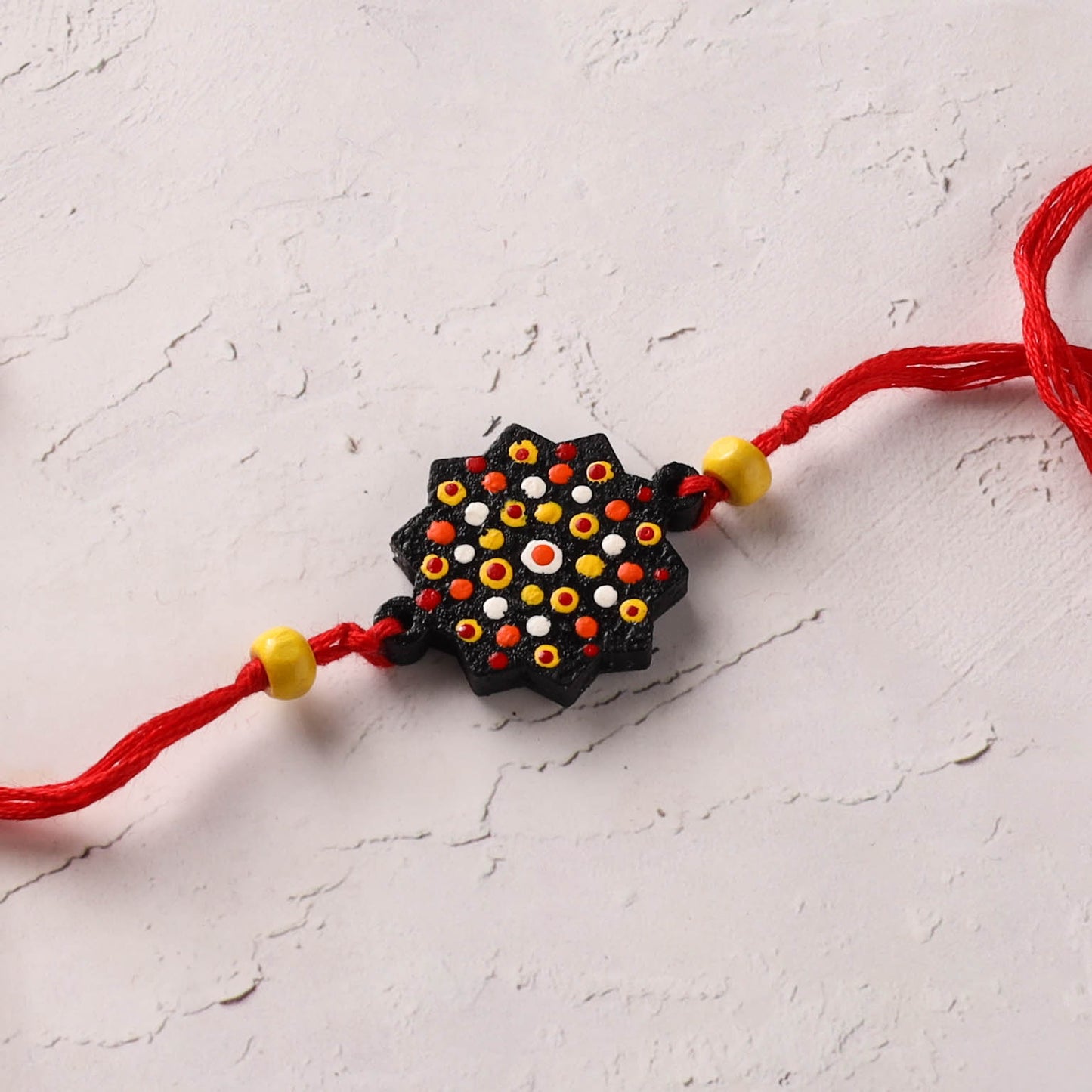 Mandala Art Handpainted Wooden Rakhi 17