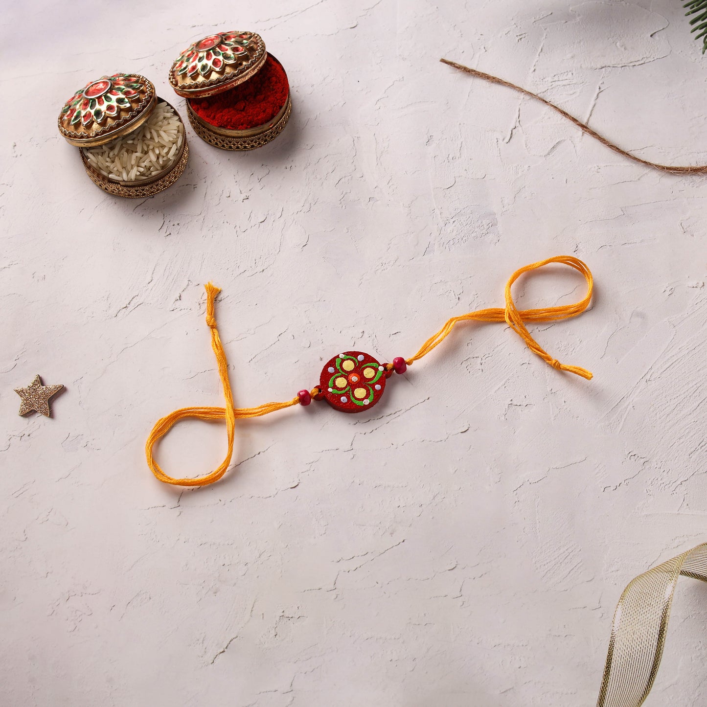 Mandala Art Handpainted Wooden Rakhi 22