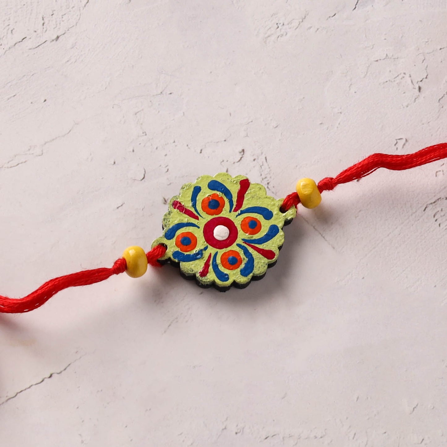 Mandala Art Handpainted Wooden Rakhi 24