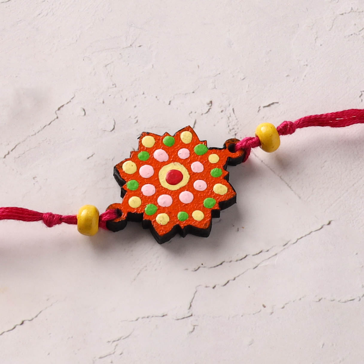 Mandala Art Handpainted Wooden Rakhi 25