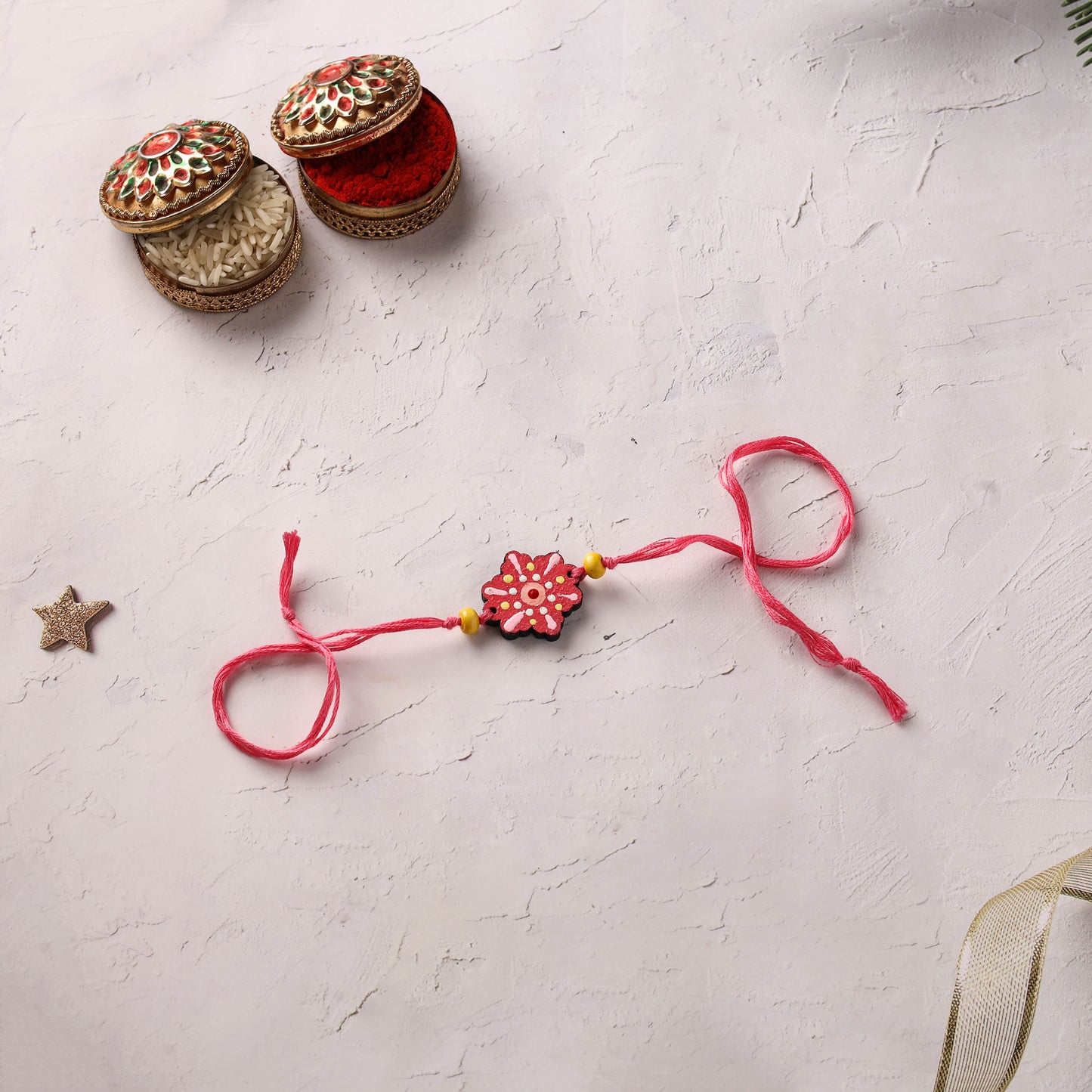 Mandala Art Handpainted Wooden Rakhi 26