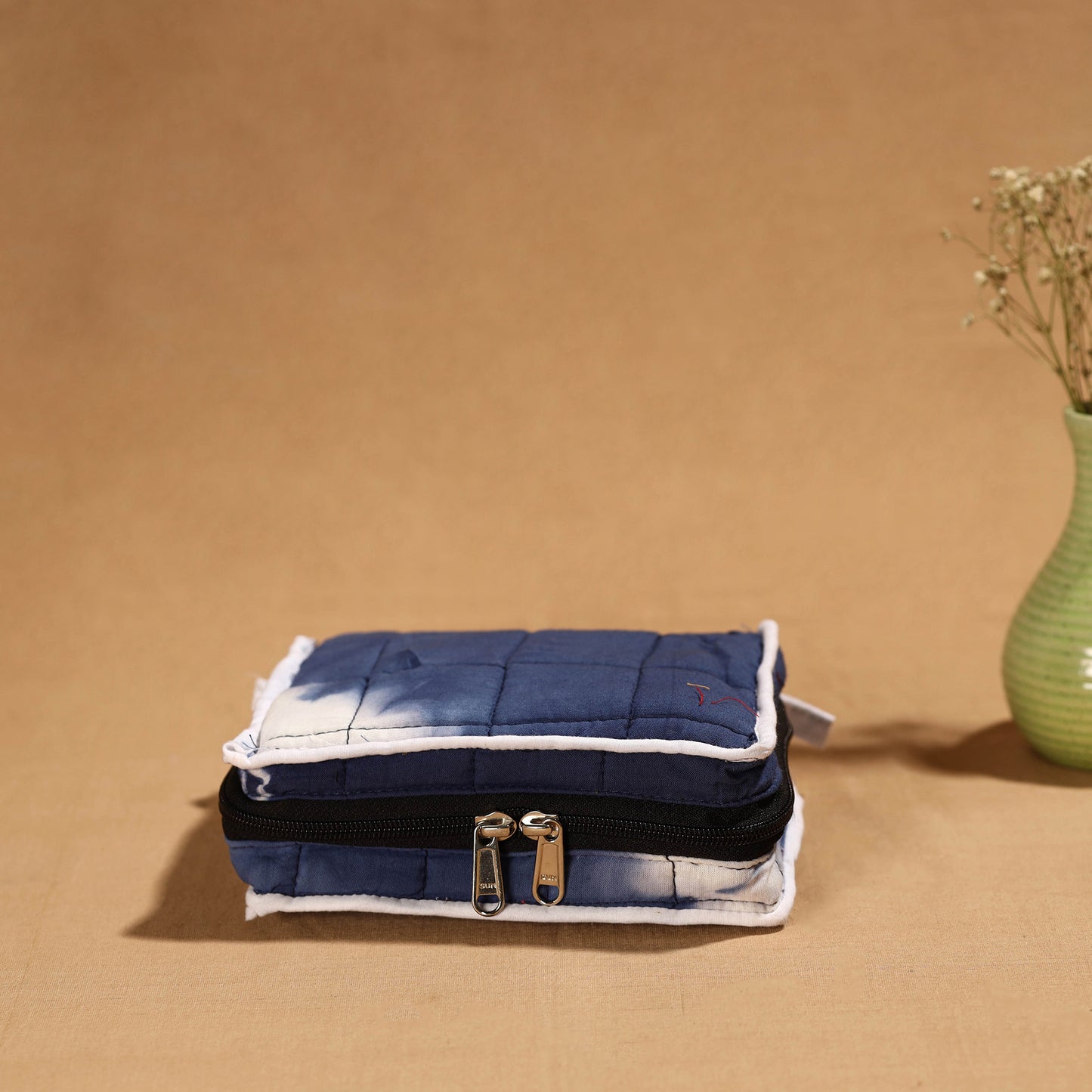 Blue Handmade Cotton Jewelry Bag - 4 Pockets